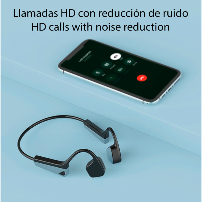 Auriculares deportivos por conducción ósea, Bluetooth 5.2, hasta 10 horas de batería. Máxima comodidad, alta calidad de sonido.