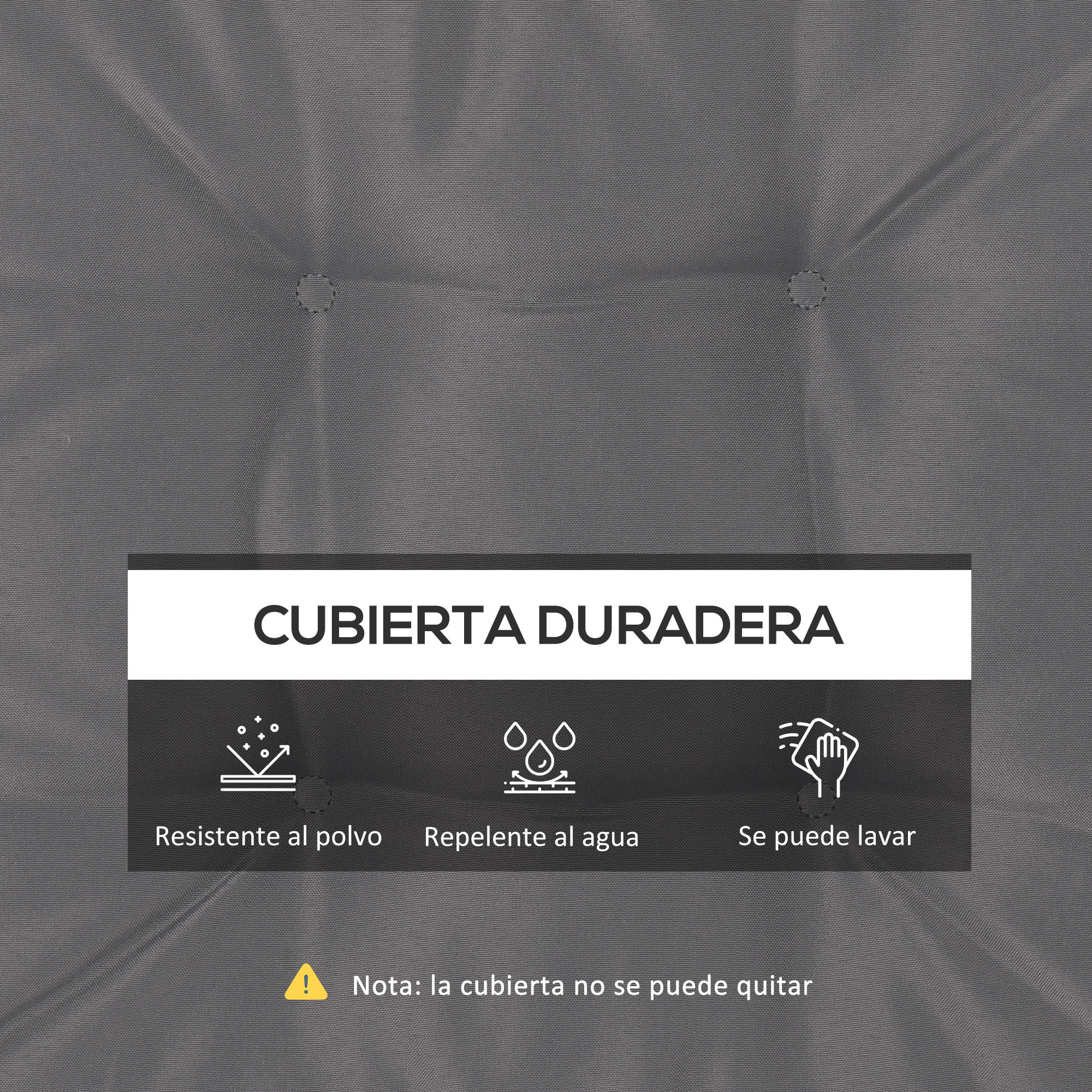Conjunto de Cojines para Sillas de Comedor 42x42x5 cm Juego de 4 Piezas Cojines para Sillas de Jardín Impermeable con 2 Amarres de Fijación Gris Oscuro