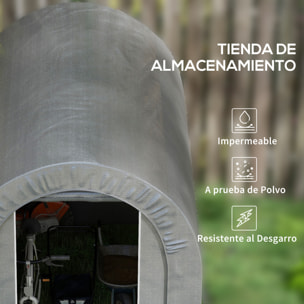 Carpa de Jardín Exterior para Herramientas, Bicicletas, 2,4x1,6x1,9 m, Cobertizo Exterior con Marco de Acero, Puerta Enrollable con Cremallera, Impermeable, Garaje Portátil, Gris Claro