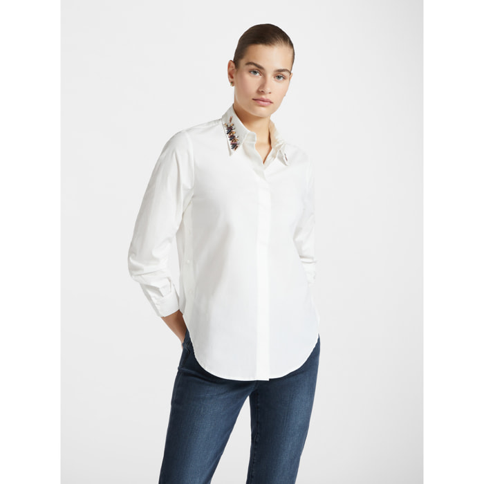 Elena Mirò - Camisa con cuello desmontable bordado - Blanco