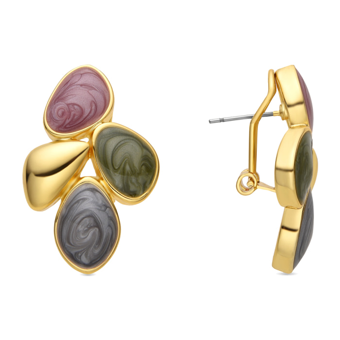 Pendientes con Lacado Multicolor acabado oro 18k