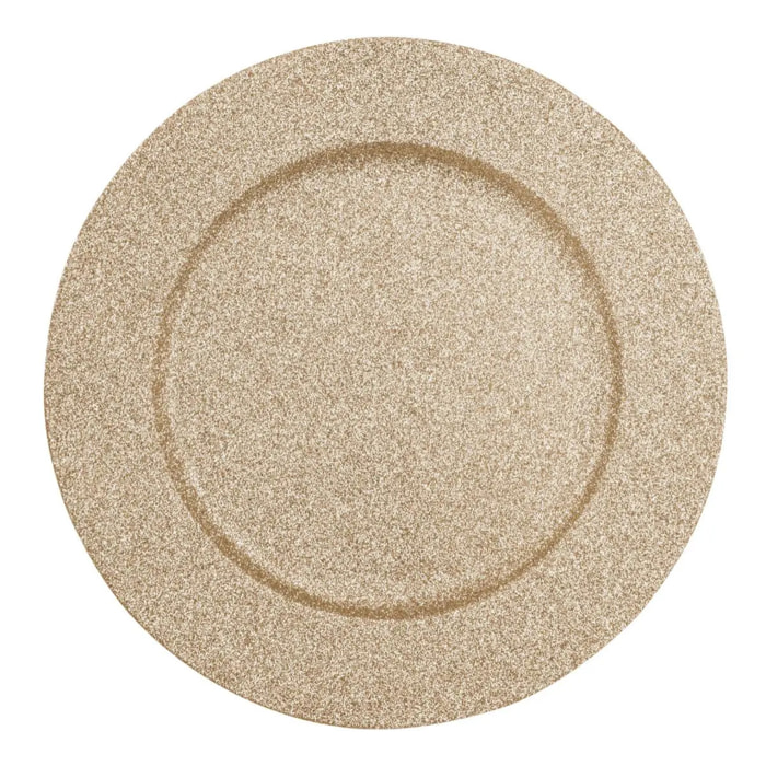 Assiette présentation ronde D.33cm pailletée or