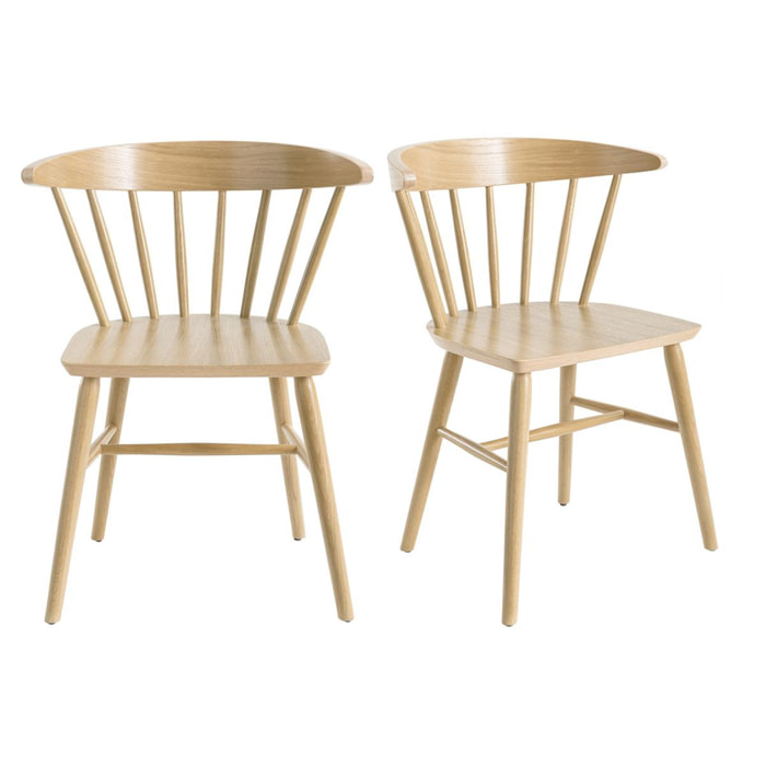 Chaises à barreaux en bois clair chêne (lot de 2) DARIA
