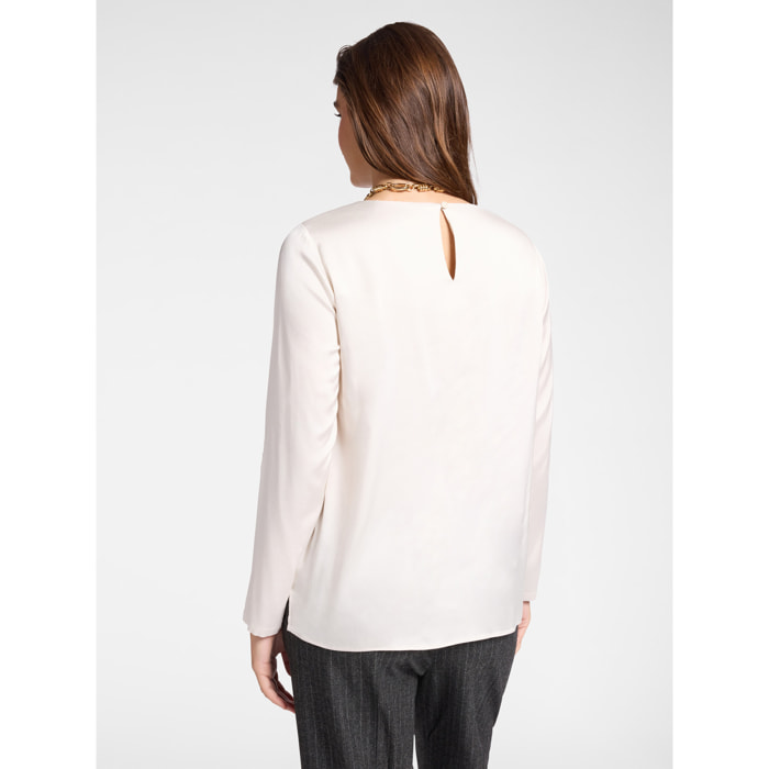 Elena Mirò - Blusa in raso - Bianco
