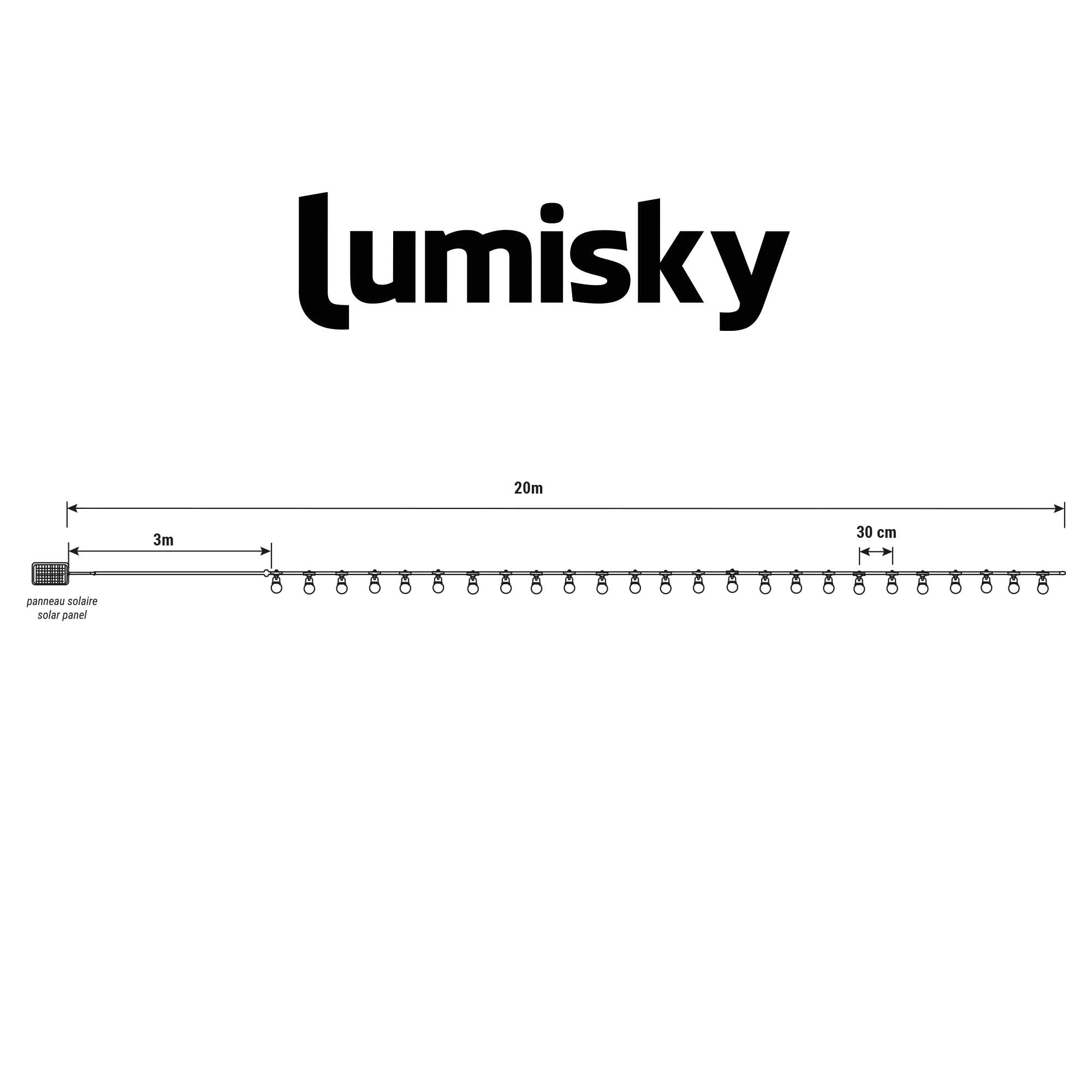 Guirlande solaire BUBBLE 25 LED 20M