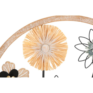 PANNELLO IN FERRO E LEGNO RAFFIA CM Ø 50X3