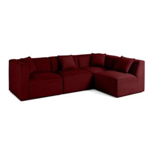 Nova - canapé modulable d'angle droit - 5 places - en velours - Rouge