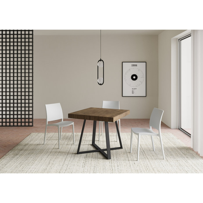 Tavolo allungabile 90x90/194 cm Abbraccio noce gambe antracite