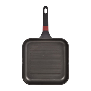 Sartén grill 28x28 cm en aluminio fundido en color negro apta para inducción y antiadherente expert san ignacio