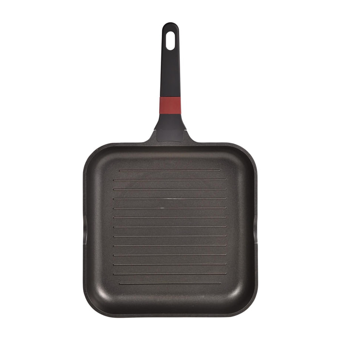 Sartén grill 28x28 cm en aluminio fundido en color negro apta para inducción y antiadherente expert san ignacio