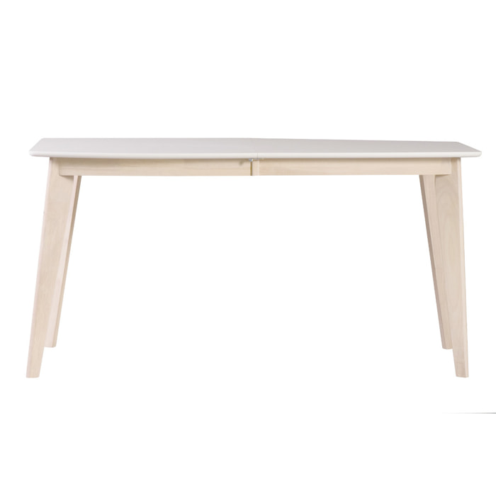 Table à manger extensible scandinave blanc et bois clair L150-200 cm LEENA