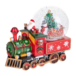 Locomotiva con Sfera 22.5 cm e B.Natale - Pezzi 1 - Colore Rosso - 22,5x17Hx12cm - Bianchi Dino