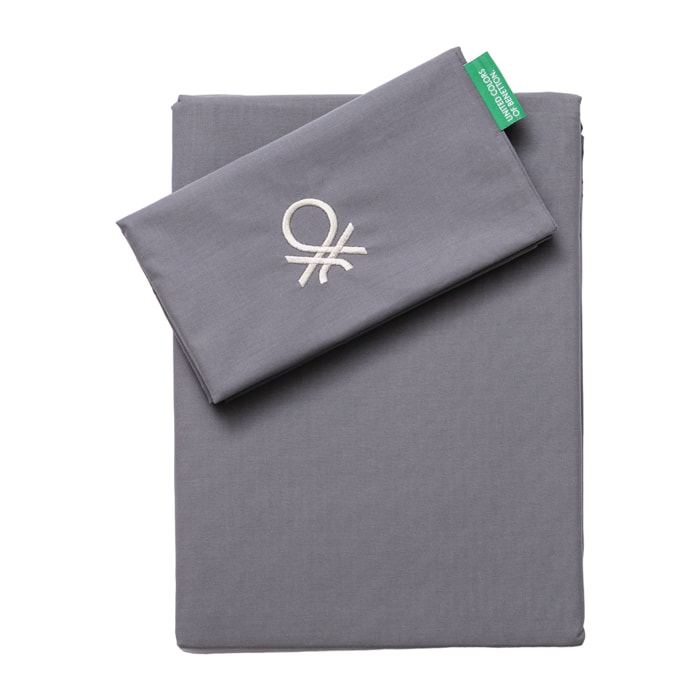 Juego de 2pcs cama, funda nordica y funda cojin , 200tc, 100% algodón gris oscuro Benetton