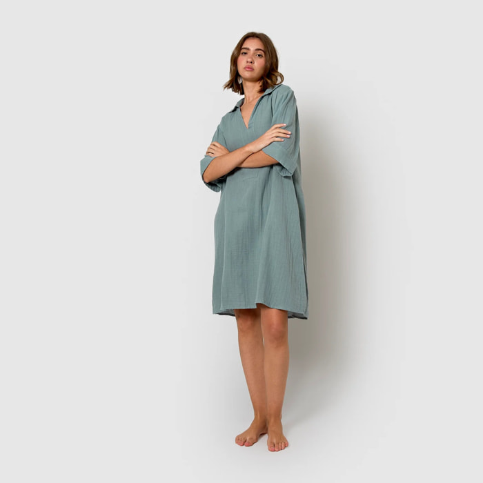 Vestido corto muselina índigo