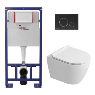 Pack WC bâti-support + WC sans bride Ceramia PixL avec abattant SoftClose + plaque noir (STCEPXWT02-FR)