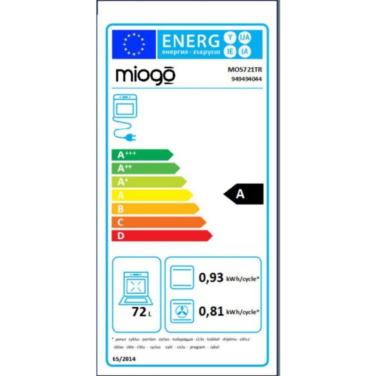 Four encastrable fonction vapeur MIOGO MOS721TR Steam