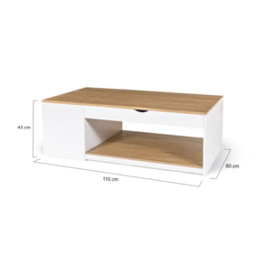 Table basse relevable + coffre Elina - Plateau + coffre