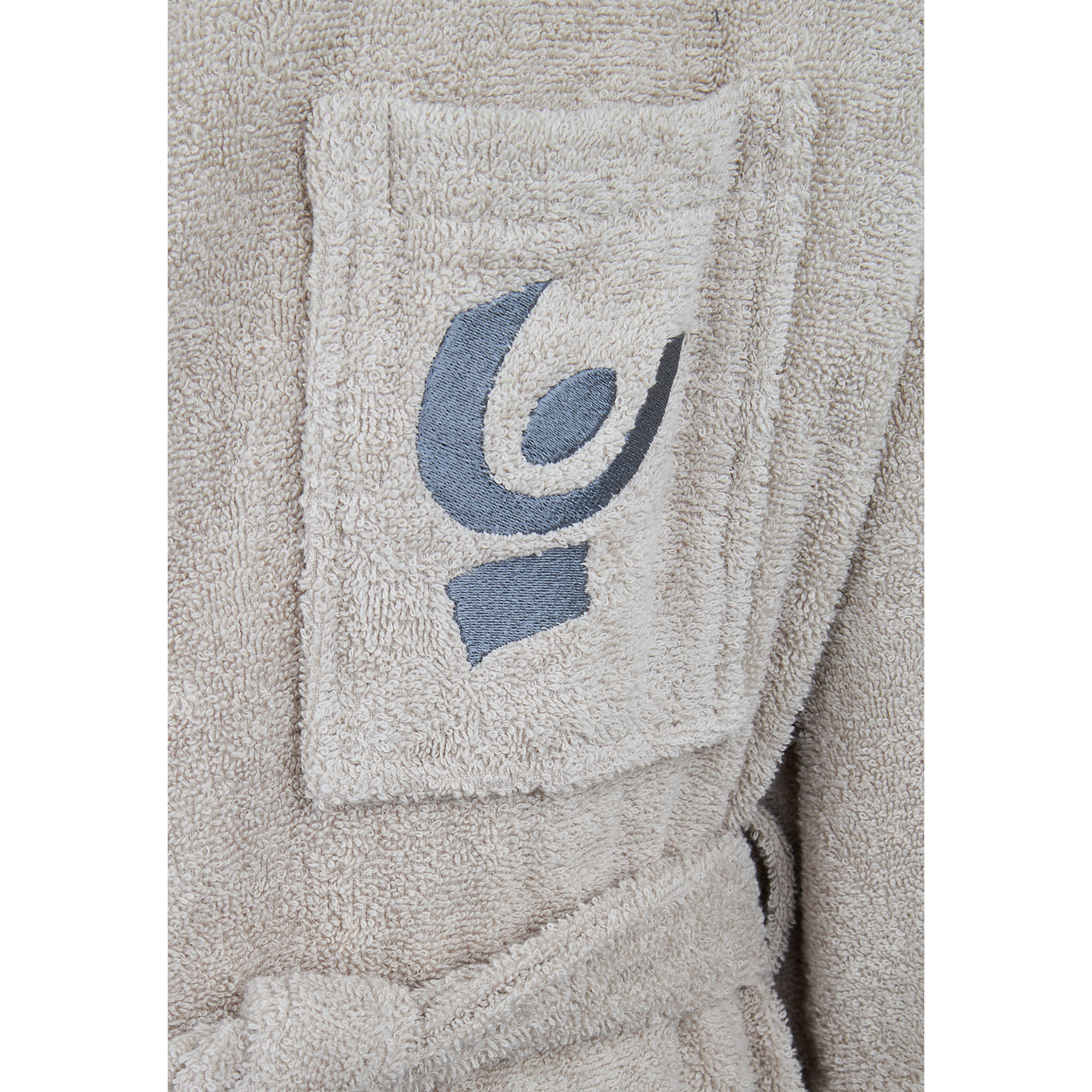 Accappatoio Beige in Spugna con Logo Ricamato e Tasche