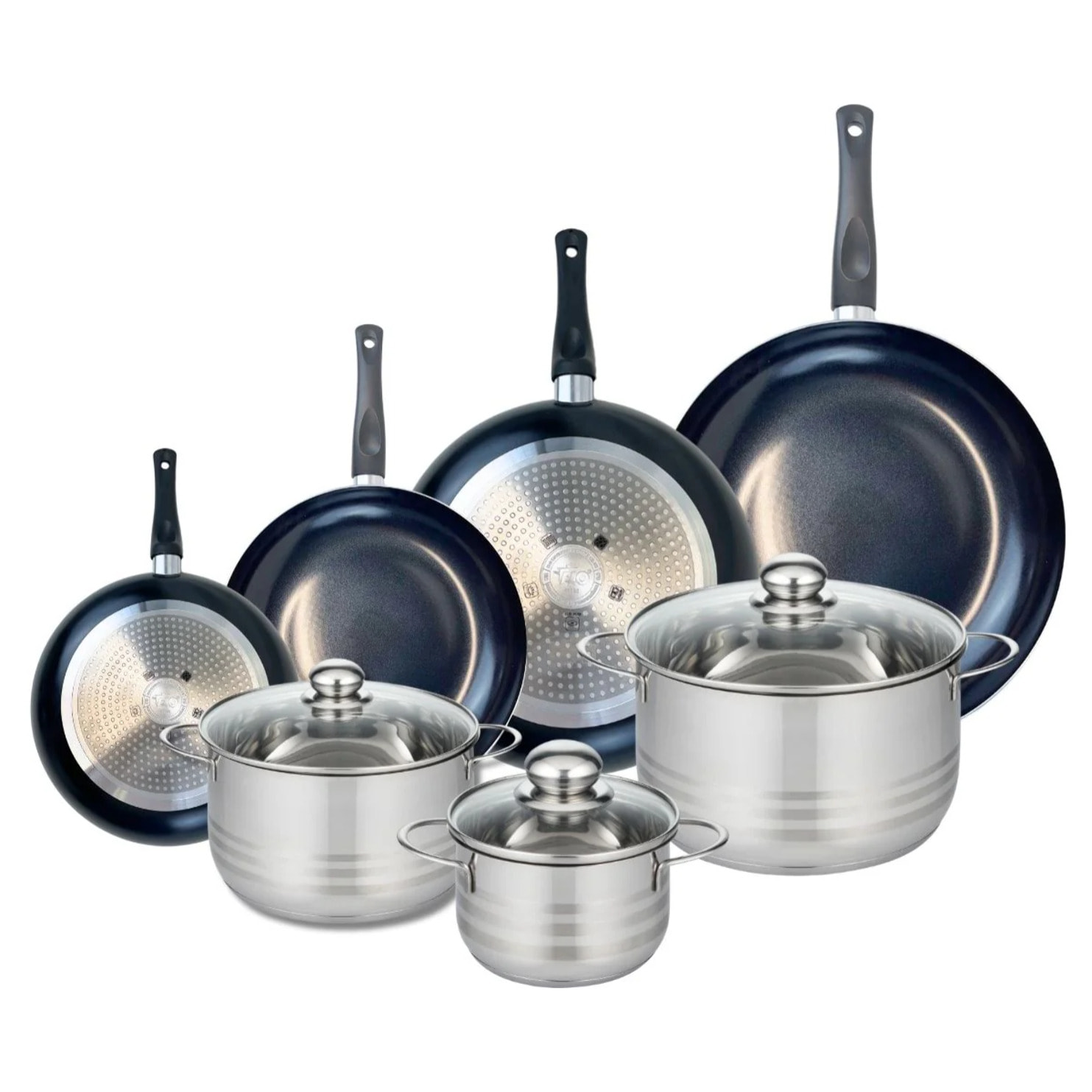Ensemble de 4 Poêles de cuisson 20, 24, 28 et 32 cm et 3 faitouts 16, 20 et 24 cm Elo Prima Brillant