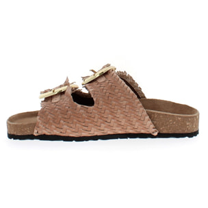 Armata di Mare Scarpe Donna Ciabatte in Pelle con Doppia Fibbia AMD 1V3760 Sand
