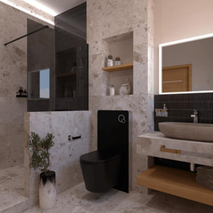 Glass bâti-support pour WC suspendu, hauteur 100,3 cm, double chasse 3/6 L, noir (SATAMGBL-FR)