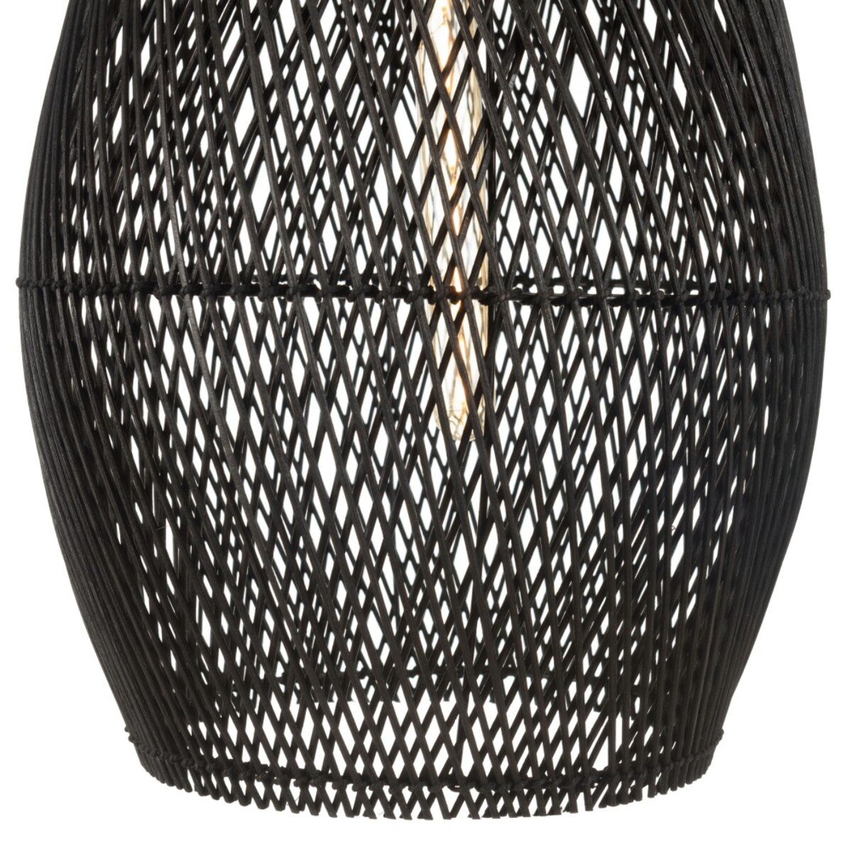 SIXTINE - Suspension 'goutte' 35x35cm en rotin couleur noire et teck