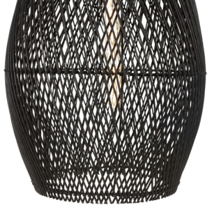 SIXTINE - Suspension 'goutte' 35x35cm en rotin couleur noire et teck