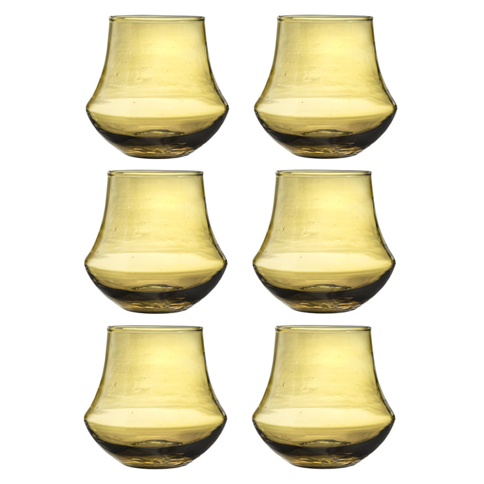 Nour Ambre - Lot de 6 verres à dégustation 28 cl recyclé soufflés bouche