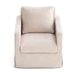 Serena - fauteuil déhoussable en velours - Beige