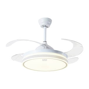 Ventilatore a soffitto 8808. 48" con motore da 36W, luci LED dimmerabili da 60W, 6 velocità e funzione inverno/estate. Controllo tramite telecomando 2.4G o applicazione mobile.