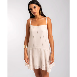 Vestido mini de gasa con escote halter y corte imperio