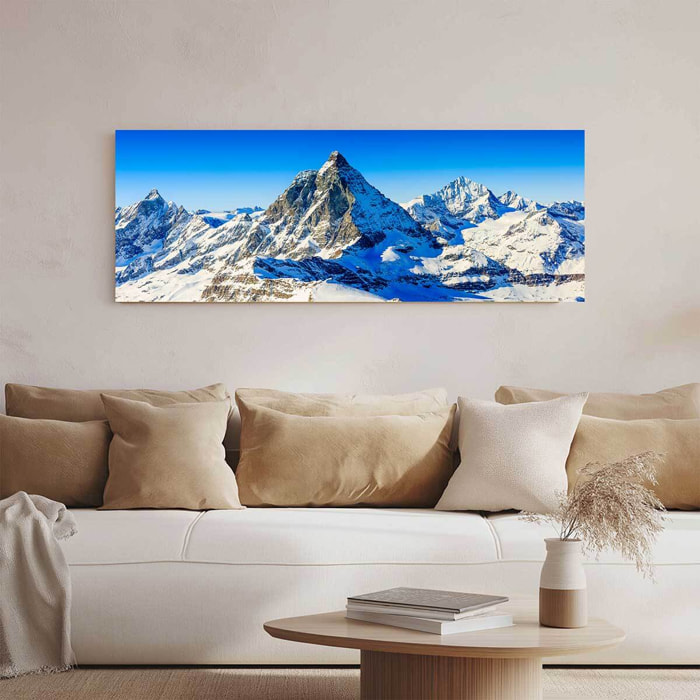 Tableau panoramique sommet enneigé  Toile imprimée