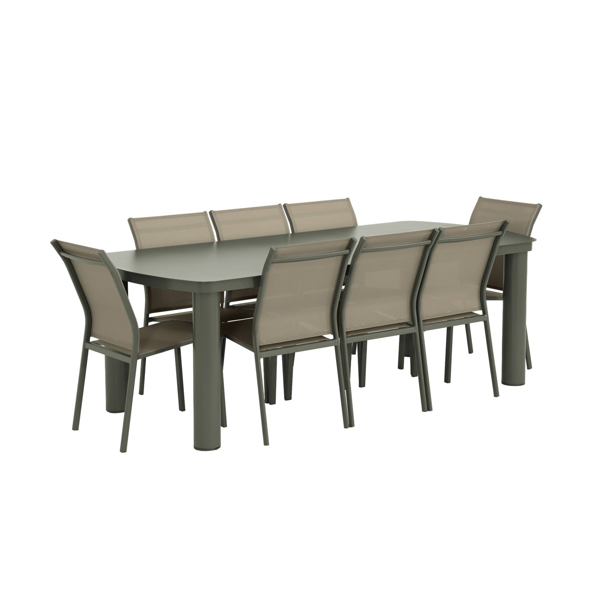 Table de jardin aluminium + 8 assises  ZARO + BUFFALO