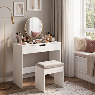 Coiffeuse console compacte moderne un tiroir dim. 75 x 40 x 75 cm blanc