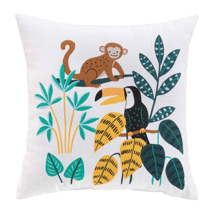 Coussin enfant déhoussable esprit jungle - Blanc