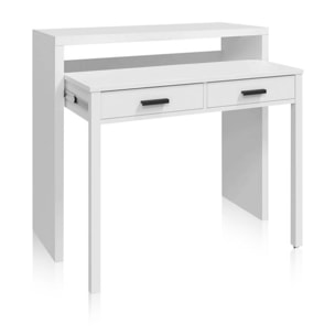 Mesa de escritorio extensible Zira Blanco Artik (Blanco Mate) - Negro