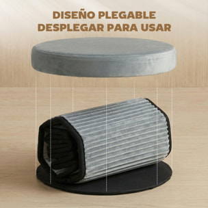 Puff Almacenaje, Banco Almacenaje Plegable, 35 L, 38x38x38 cm, Tapizado en Terciopelo, Baúl de Almacenamiento Redondo, Carga 120 kg, Taburete para Sala de Estar, Dormitorio, Entrada Gris Oscuro