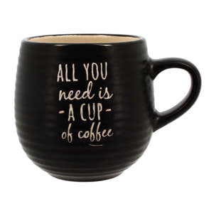 Lot de 6 mugs en grès - 3 couleurs assorties 35cl PAUSE CAFE