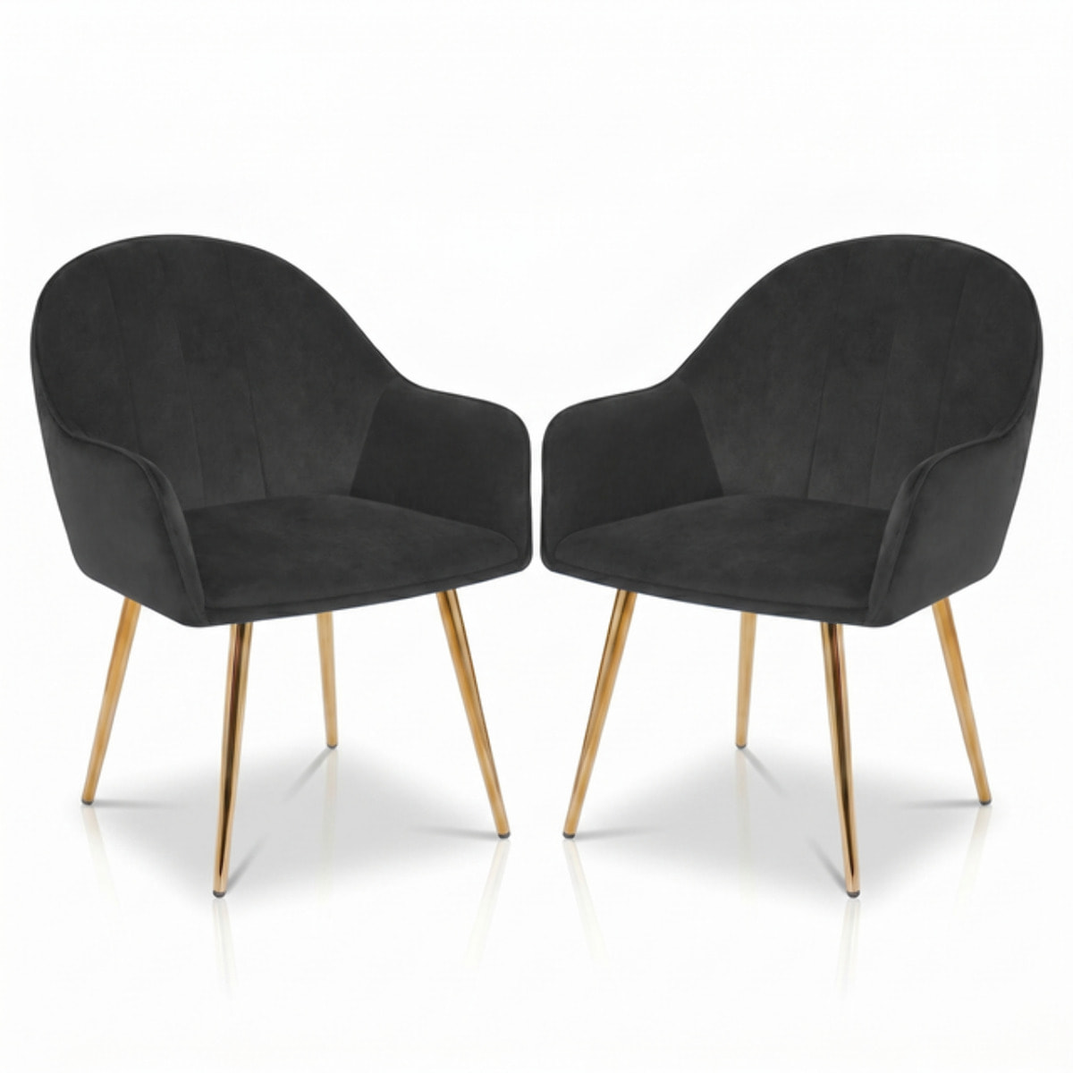 Set 2 poltrone in velluto con gambe oro, sedie imbottite design elegante e moderno, struttura in legno con schienale e seduta confortevoli, rivestimento effetto velluto morbido, ideali per soggiorno camera e ufficio, stile raffinato