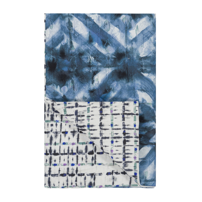 Courtepointe imprimée en gabardine de coton, PARQUET BATIK INDIGO, Bleu indigo