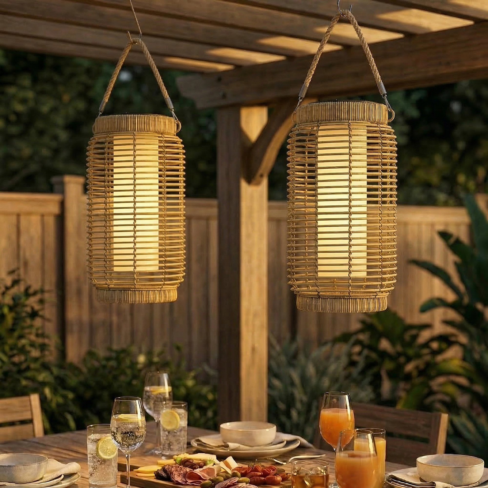 Lot de 2 lampadaires lanternes solaire LED marche/arrêt auto sable