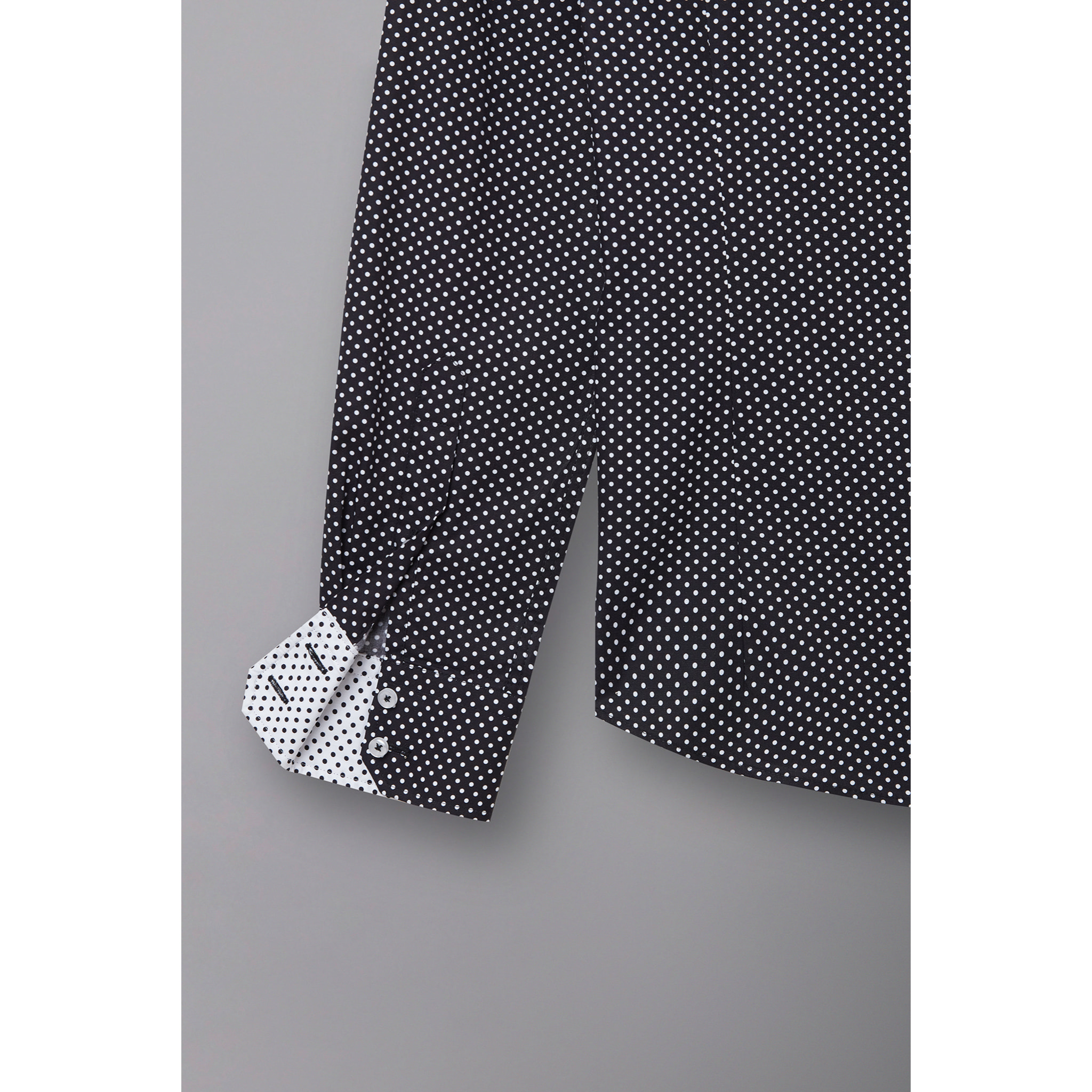 Camicia Uomo 2 Bottoni Button Down Slim Popeline Stampato Nero/Bianco