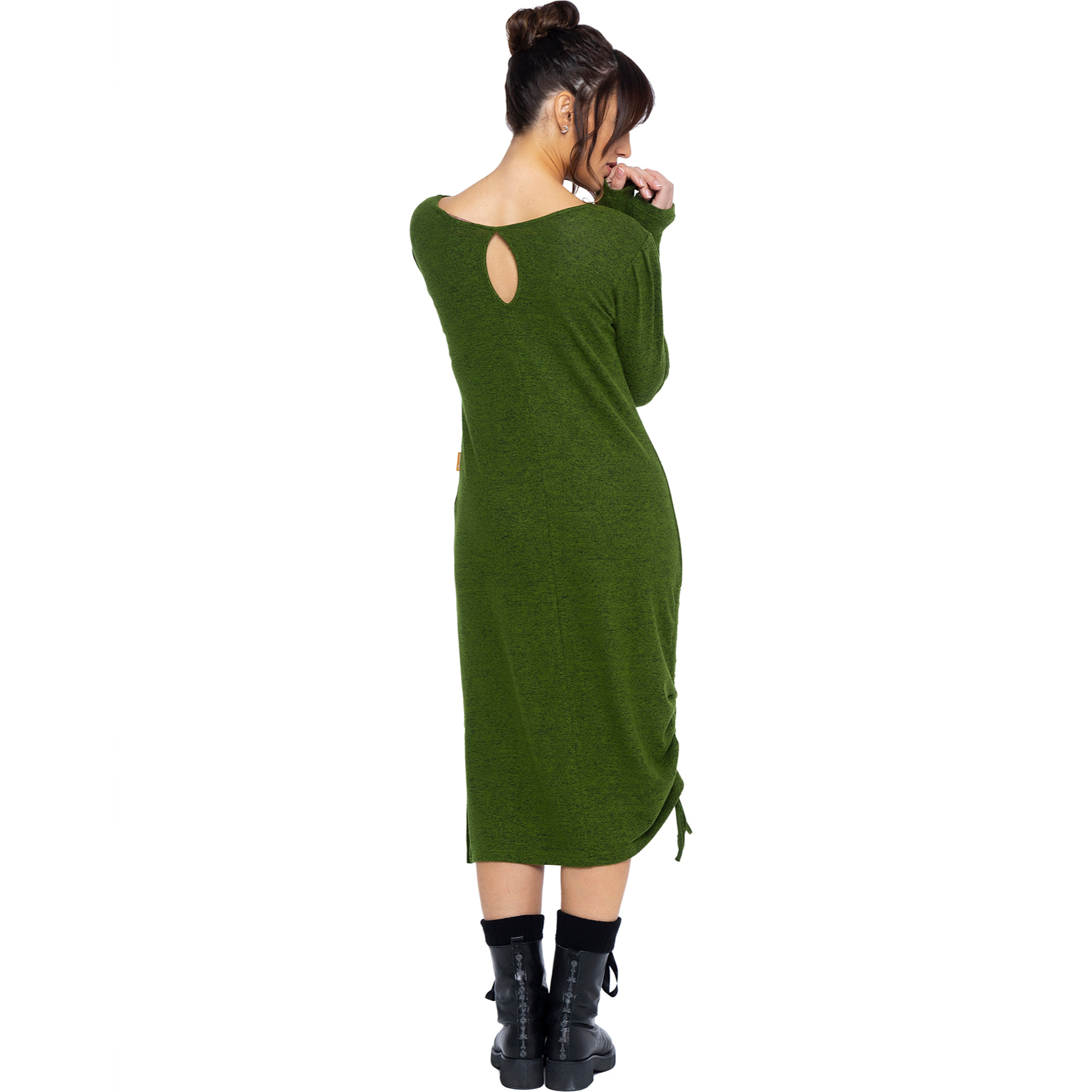 Mamatayoe Vestido La Bohéme Para Mujer, Manga Larga, Escote Redondo, Verde