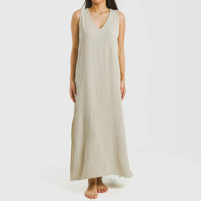 Vestido largo tirantes bambula liso
