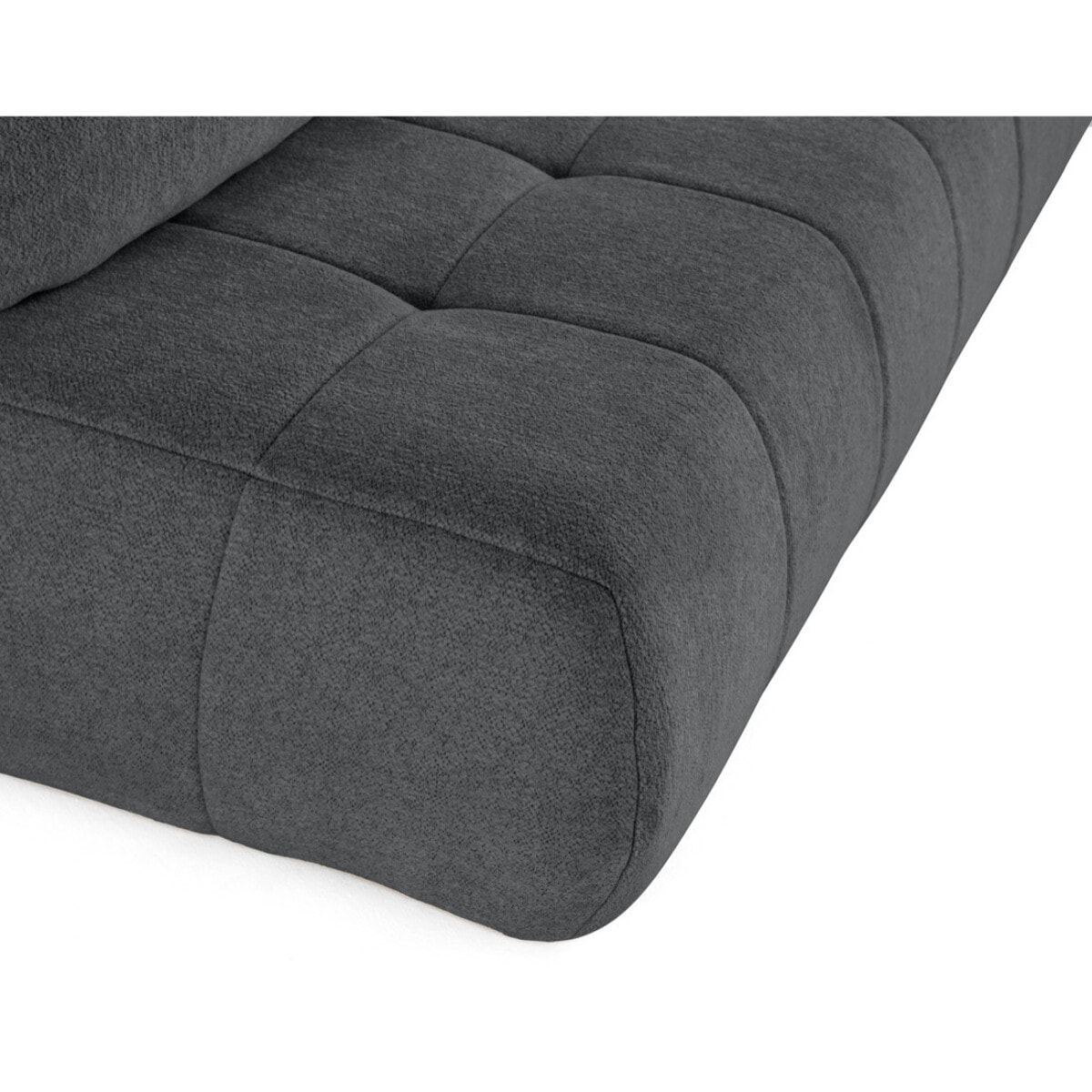 Bowie - canapé 3 places convertible coffre + coussin rond inclus en tissu texturé - Gris foncé