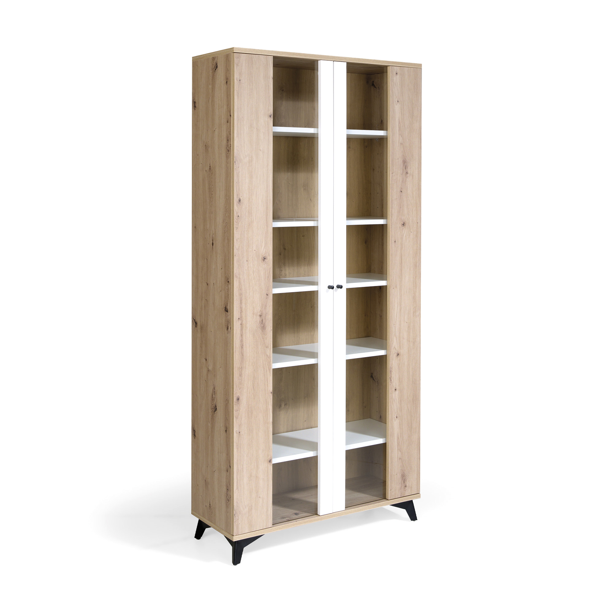 Vitrina – Blanco polar y roble