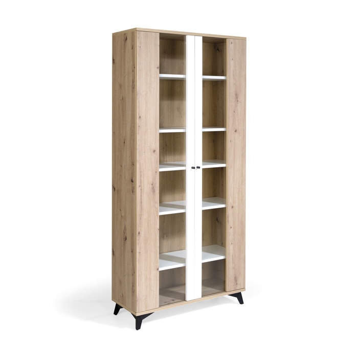 Vitrina – Blanco polar y roble