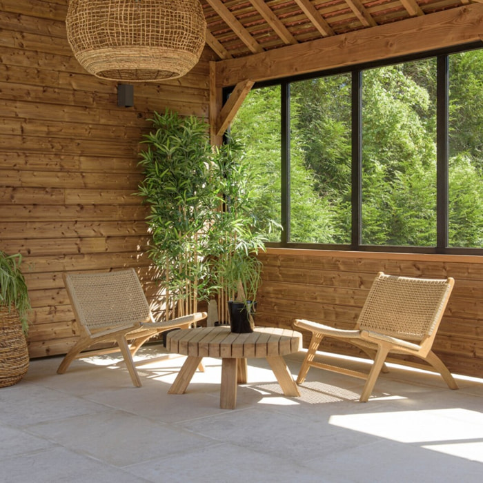 VALERIA - Ensemble de jardin en bois de teck recyclé rotin 2 personnes
