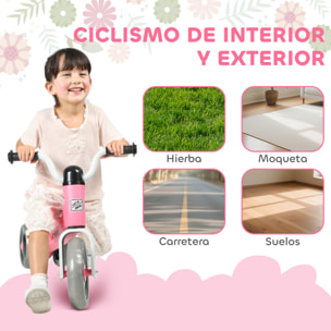 Bicicleta sin Pedales para Niños de 1 a 3 Años, Bicicleta de Equilibrio con Ruedas Silenciosas y Resistentes a Pinchazos, Manillares con Giro Limitado a 60°, Rosa