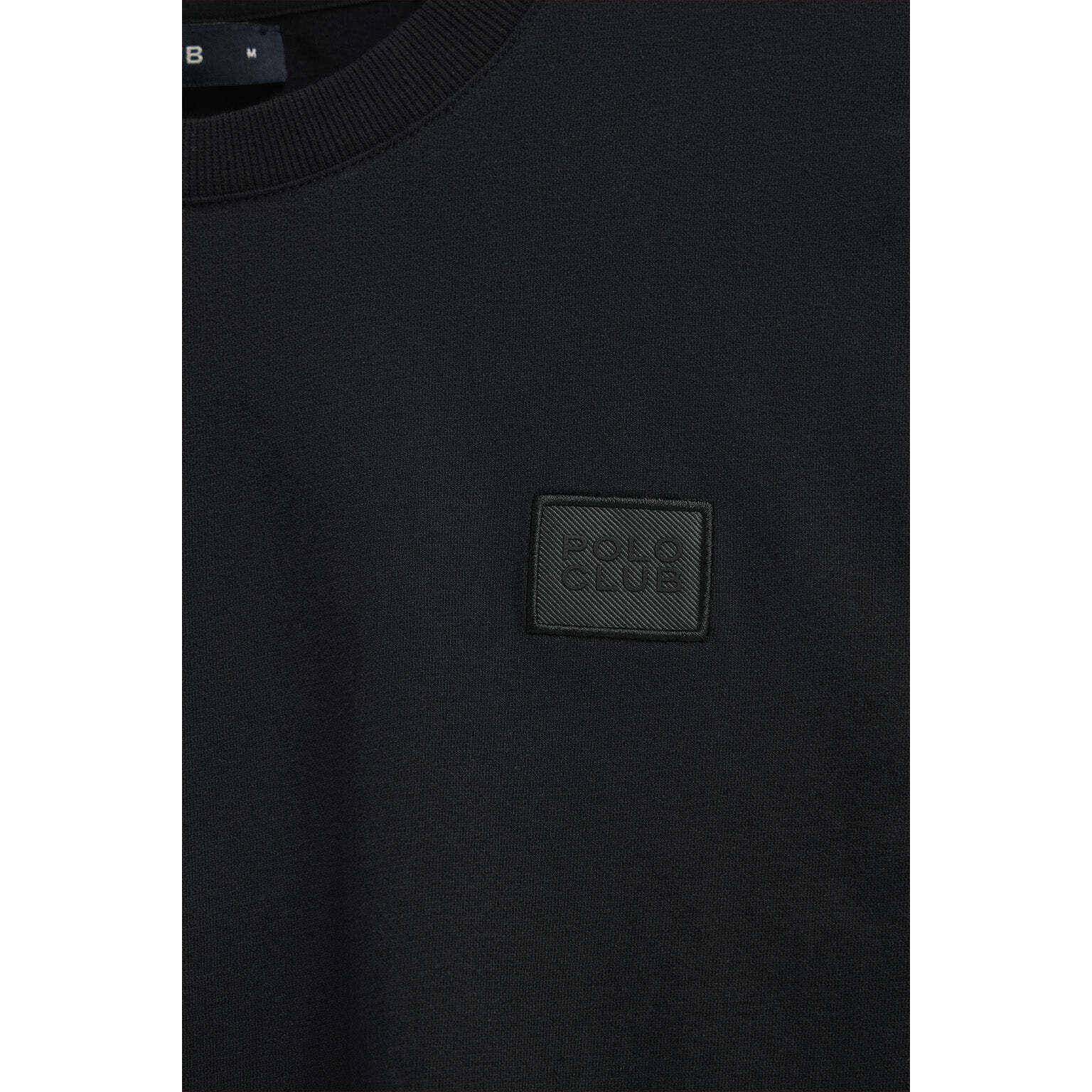 Maglietta nera a maniche lunghe con toppa personalizzata Polo Club
